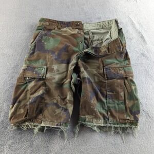 Vintage 90s US Military Shorts Mens Small 31 Woodland Camo BDU Cut Off Cargo